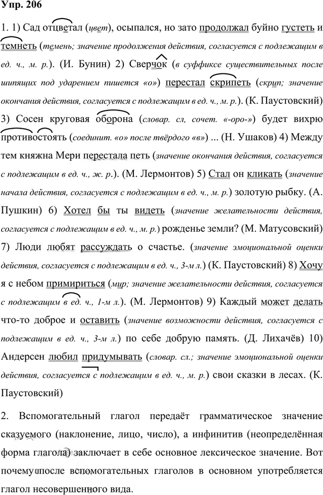Иллюстрация к решению «Упр.206 Часть 1 ГДЗ Быстрова Кибирева 8 класс (Русский язык)», 1
