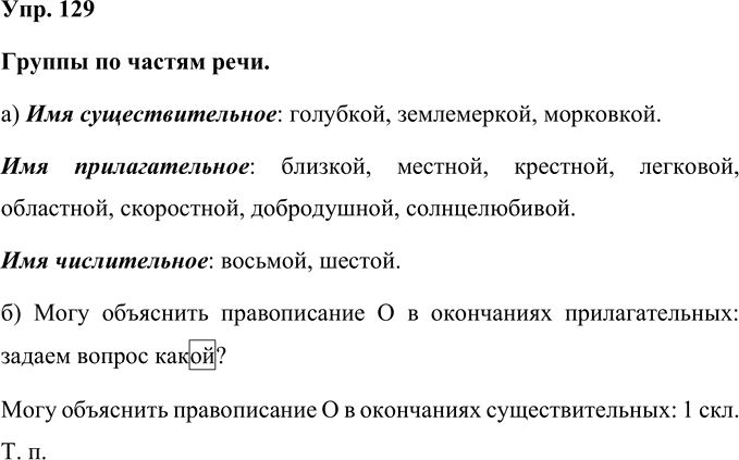 Иллюстрация к решению «Упр.129 Часть 1 ГДЗ Нечаева Яковлева 4 класс (Русский язык)», 1