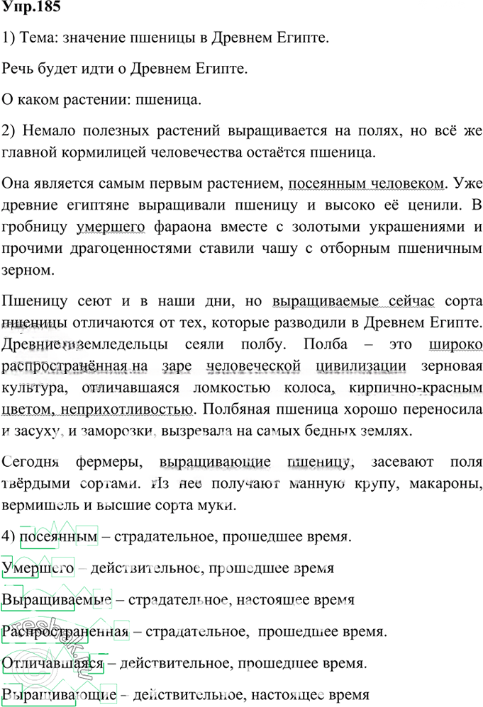 Иллюстрация к решению «Упр.185 Глава 5 ГДЗ Шмелев 6 класс (Русский язык)», 1