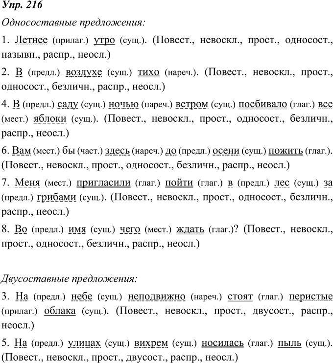 Иллюстрация к решению «Упр.216 ГДЗ Ладыженская 8 класс (Русский язык)», 1
