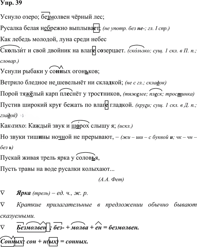 Иллюстрация к решению «Упр.39 Часть 2 ГДЗ Рабочая тетрадь Ладыженская Ляшенко 5 класс (Русский язык)», 1