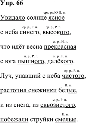 Иллюстрация к решению «Упр.66 Часть 2 ГДЗ Рабочая тетрадь Канакина Горецкий 4 класс (Русский язык)», 1