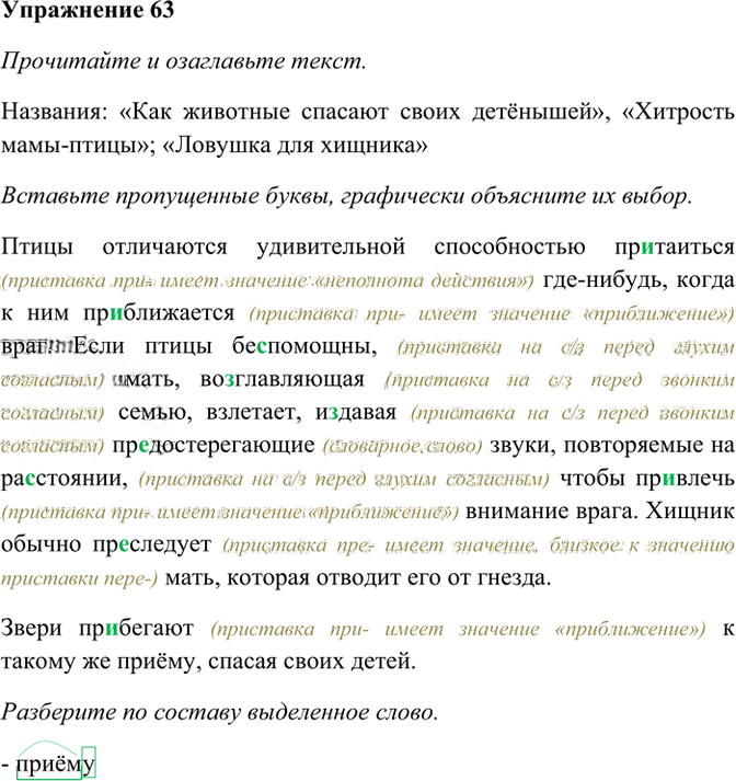 Иллюстрация к решению «Упр.63 ГДЗ Рабочая тетрадь Разумовская 6 класс (Русский язык)», 1