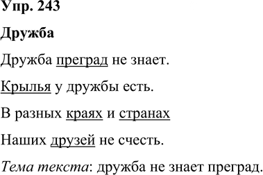 Иллюстрация к решению «Упр.243 Часть 1 ГДЗ Рамзаева 4 класс (Русский язык)», 1