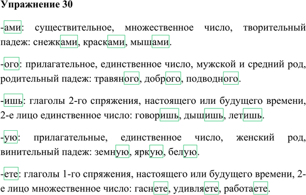 Иллюстрация к решению «Упр.30 Глава 3 ГДЗ Шмелев 5 класс (Русский язык)», 1