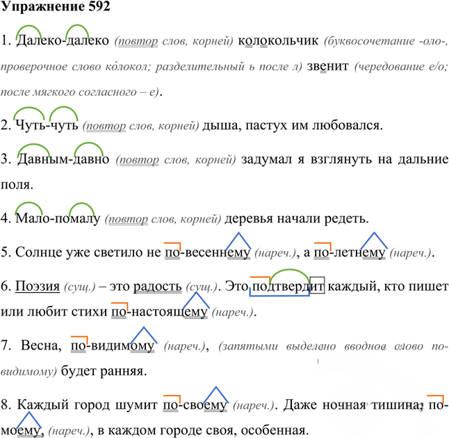 Иллюстрация к решению «Упр.592 ГДЗ Лидман-Орлова Пименова 6 класс (Русский язык)», 1