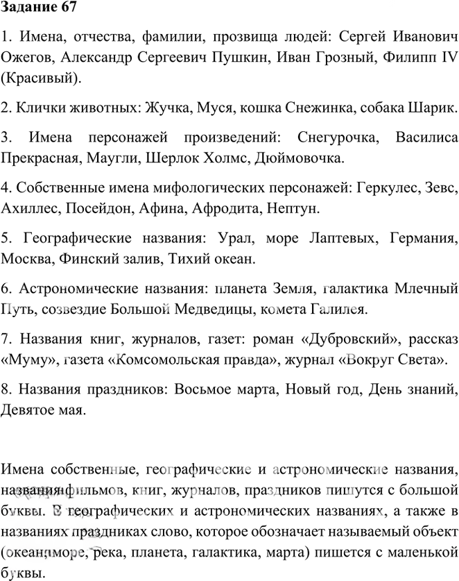 Иллюстрация к решению «Упр.67 Глава 4 ГДЗ Шмелев 6 класс (Русский язык)», 1