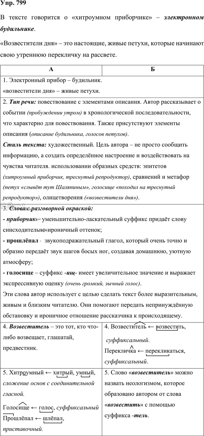 Иллюстрация к решению «Упр.799 ГДЗ Рыбченкова Александрова 6 класс (Русский язык)», 1