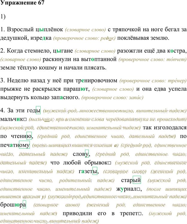 Иллюстрация к решению «Упр.67 Глава 2 ГДЗ Шмелев 5 класс (Русский язык)», 1