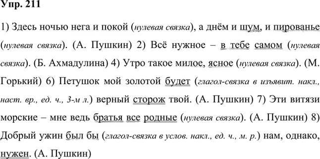 Иллюстрация к решению «Упр.211 Часть 1 ГДЗ Быстрова Кибирева 8 класс (Русский язык)», 1