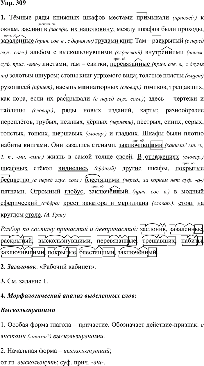 Иллюстрация к решению «Упр.309 ГДЗ Разумовская Львова 7 класс (Русский язык)», 1