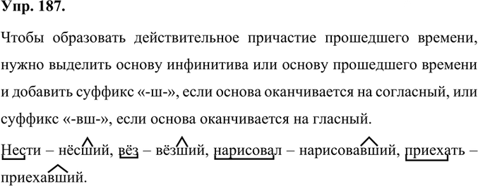 Иллюстрация к решению «Упр.187 Часть 1 ГДЗ Быстрова Кибирева 7 класс (Русский язык)», 1