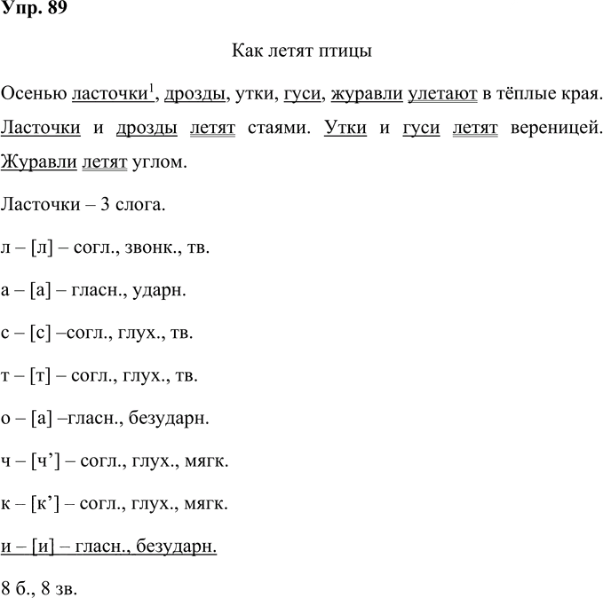 Иллюстрация к решению «Упр.89 Часть 1 ГДЗ Рамзаева 4 класс (Русский язык)», 1