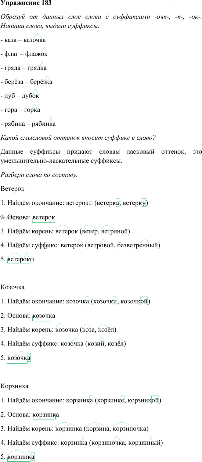 Иллюстрация к решению «Упр.183 Часть 1 ГДЗ Рамзаева 3 класс (Русский язык)», 1