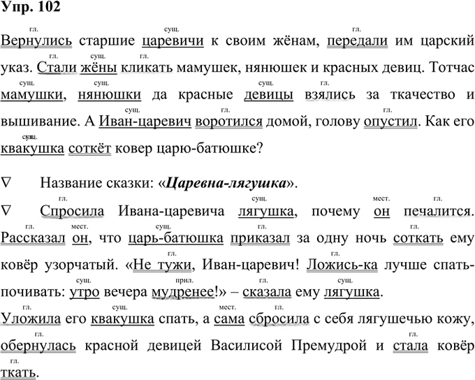 Иллюстрация к решению «Упр.102 Часть 2 ГДЗ Рабочая тетрадь Ладыженская Ляшенко 5 класс (Русский язык)», 1