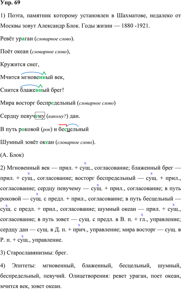 Иллюстрация к решению «Упр.69 Глава 5 ГДЗ Шмелев 7 класс (Русский язык)», 1