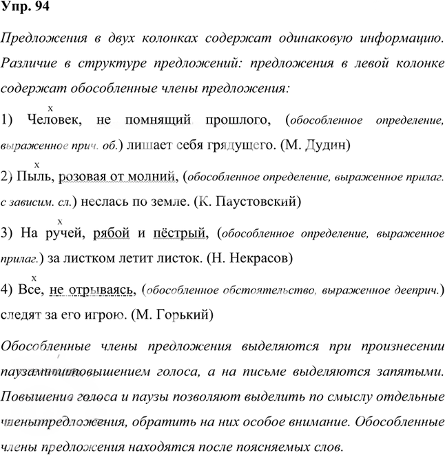 Иллюстрация к решению «Упр.94 Часть 2 ГДЗ Быстрова Кибирева 8 класс (Русский язык)», 1