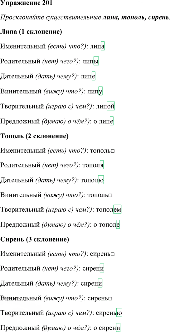Иллюстрация к решению «Упр.201 Часть 1 ГДЗ Рамзаева 4 класс (Русский язык)», 2