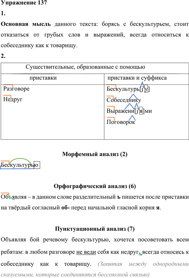 Иллюстрация к решению «Упр.137 ГДЗ Лидман-Орлова Пименова 6 класс (Русский язык)», 1