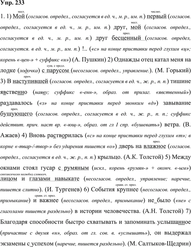 Иллюстрация к решению «Упр.233 Часть 1 ГДЗ Быстрова Кибирева 8 класс (Русский язык)», 1
