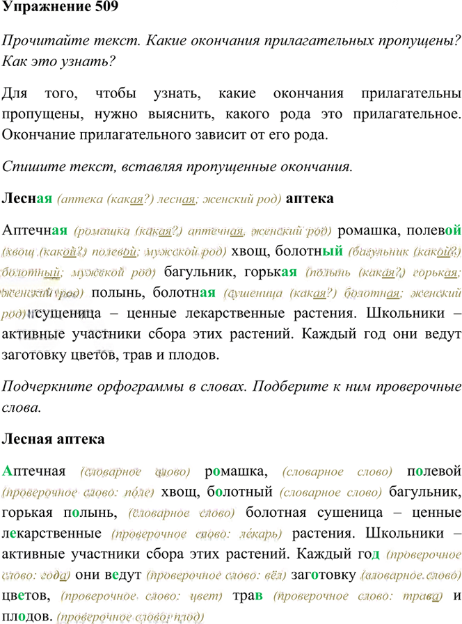 Иллюстрация к решению «Упр.509 Часть 2 ГДЗ Рамзаева 3 класс (Русский язык)», 1