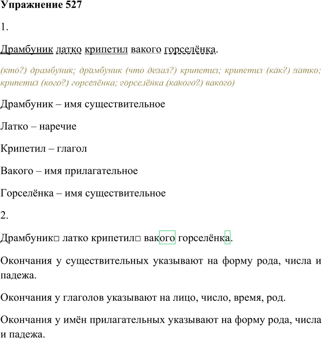 Иллюстрация к решению «Упр.527 ГДЗ Пименова Еремеева 7 класс (Русский язык)», 1