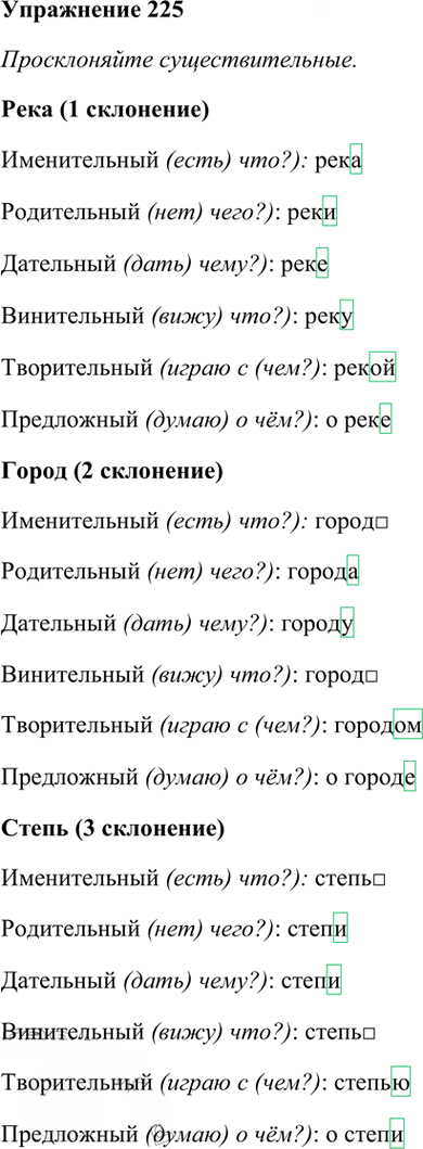 Иллюстрация к решению «Упр.225 Часть 1 ГДЗ Рамзаева 4 класс (Русский язык)», 2
