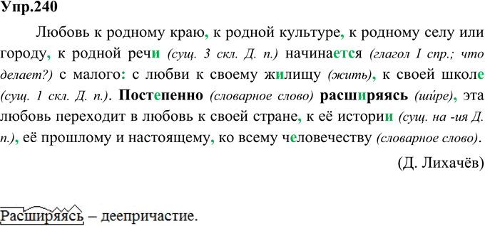 Иллюстрация к решению «Упр.240 ГДЗ Ладыженская 9 класс (Русский язык)», 1