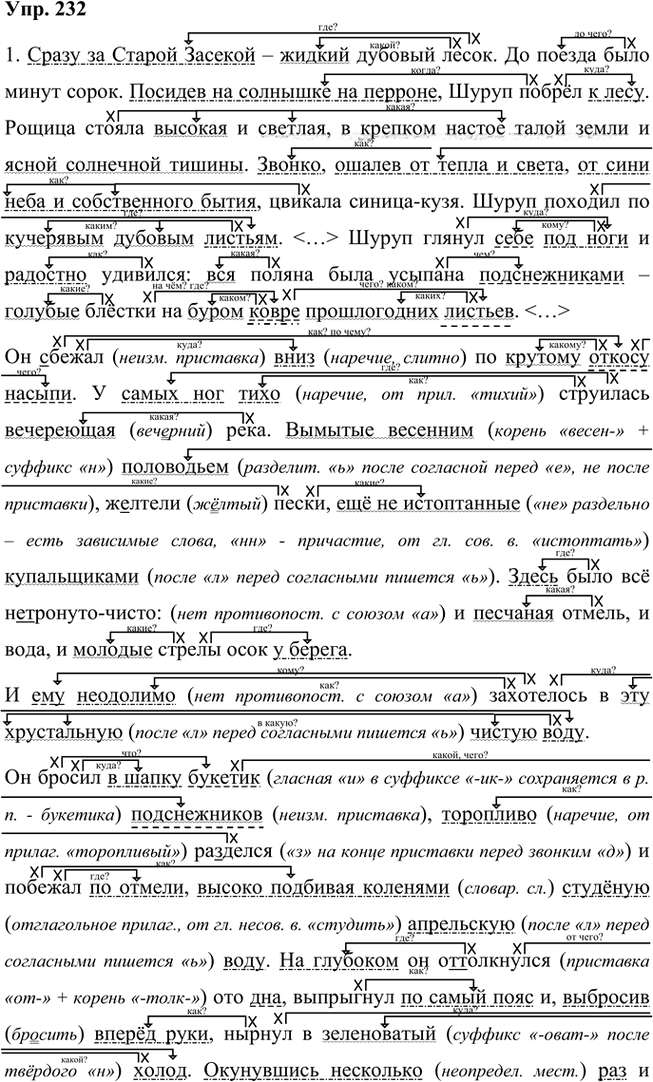 Иллюстрация к решению «Упр.232 Часть 1 ГДЗ Быстрова Кибирева 8 класс (Русский язык)», 1