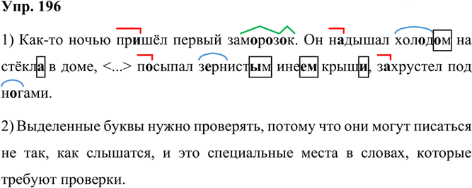 Иллюстрация к решению «Упр.196 Часть 1 ГДЗ Канакина Горецкий 3 класс (Русский язык)», 1