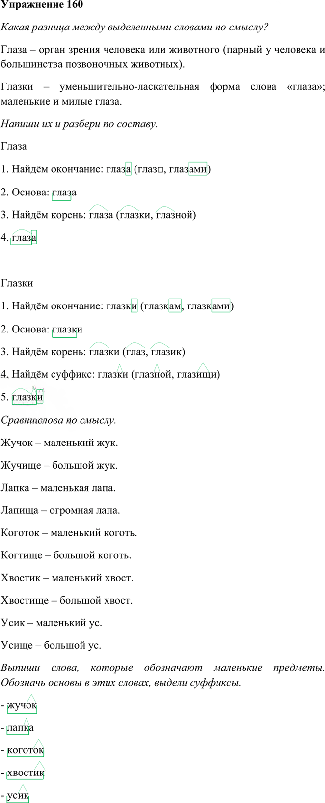 Иллюстрация к решению «Упр.160 Часть 1 ГДЗ Рамзаева 3 класс (Русский язык)», 1