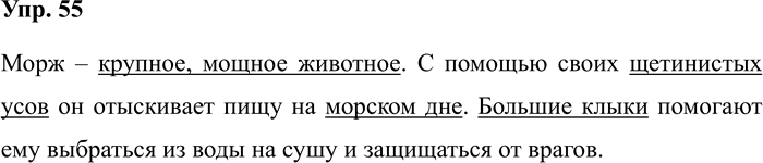 Иллюстрация к решению «Задание 55 ГДЗ Рабочая тетрадь Рамзаева 4 класс (Русский язык)», 1