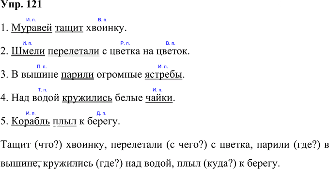 Иллюстрация к решению «Упр.121 Часть 1 ГДЗ Рабочая тетрадь Канакина Горецкий 4 класс (Русский язык)», 1