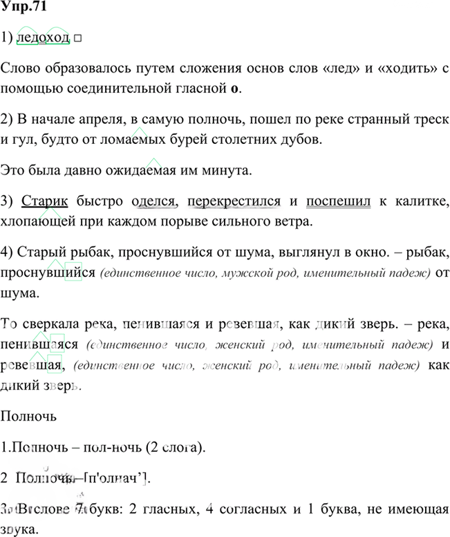 Иллюстрация к решению «Упр.71 Глава 5 ГДЗ Шмелев 6 класс (Русский язык)», 1