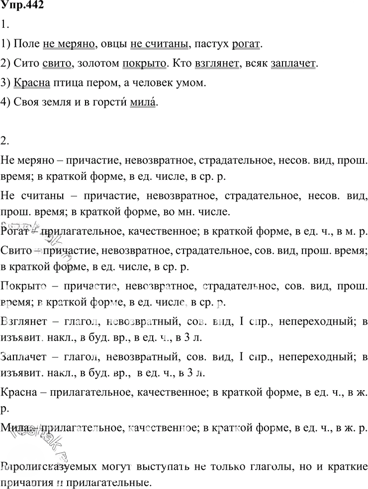 Иллюстрация к решению «Упр.442 ГДЗ Разумовская Львова 6 класс (Русский язык)», 3