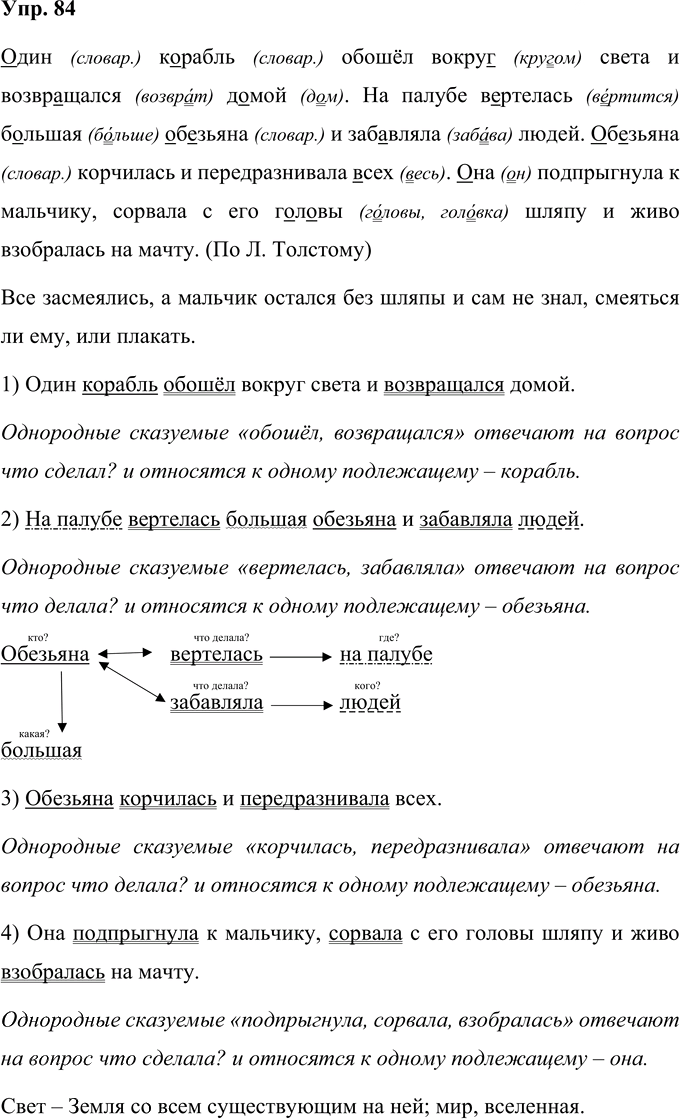 Иллюстрация к решению «Упр.84 Часть 1 ГДЗ Рамзаева 4 класс (Русский язык)», 1