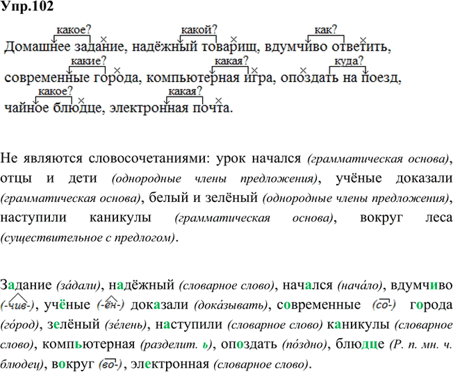 Иллюстрация к решению «Упр.102 Часть 1 ГДЗ Быстрова Кибирева 5 класс (Русский язык)», 1
