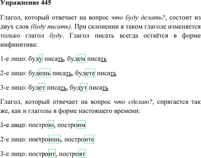 Иллюстрация к решению «Упр.445 Часть 2 ГДЗ Рамзаева 4 класс (Русский язык)», 2