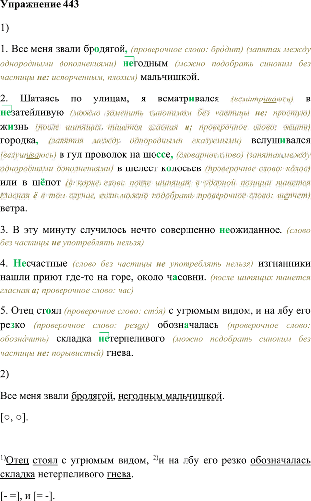 Иллюстрация к решению «Упр.443 ГДЗ Лидман-Орлова Пименова 6 класс (Русский язык)», 1
