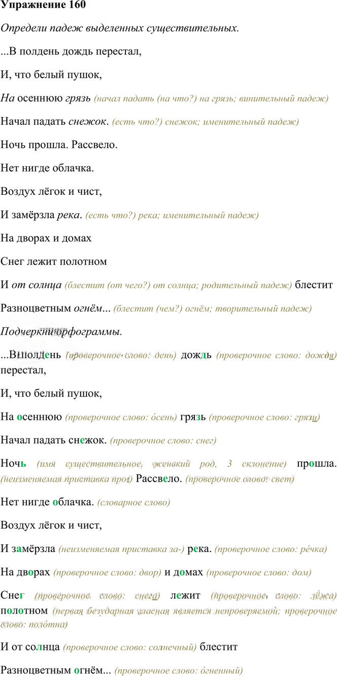 Иллюстрация к решению «Упр.160 Часть 1 ГДЗ Рамзаева 4 класс (Русский язык)», 2