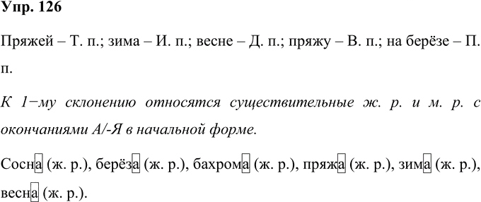 Иллюстрация к решению «Упр.126 Часть 1 ГДЗ Рабочая тетрадь Канакина Горецкий 4 класс (Русский язык)», 1