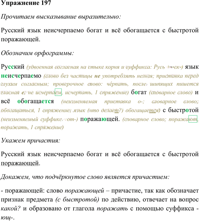 Иллюстрация к решению «Упр.197 ГДЗ Пименова Еремеева 7 класс (Русский язык)», 1