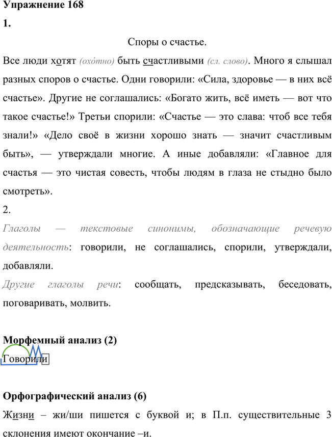 Иллюстрация к решению «Упр.168 ГДЗ Лидман-Орлова Пименова 6 класс (Русский язык)», 1