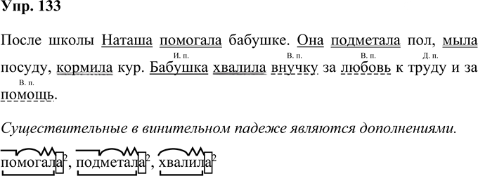 Иллюстрация к решению «Упр.133 Часть 1 ГДЗ Рамзаева 4 класс (Русский язык)», 1