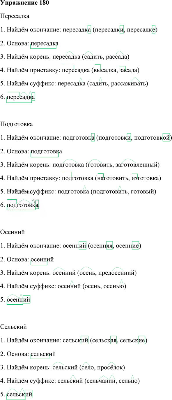 Иллюстрация к решению «Упр.180 Часть 1 ГДЗ Рамзаева 3 класс (Русский язык)», 1