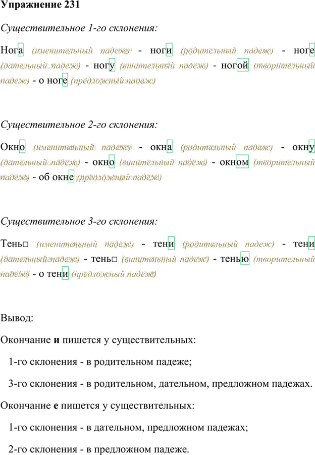 Иллюстрация к решению «Упр.231 Часть 1 ГДЗ Быстрова Кибирева 6 класс (Русский язык)», 1