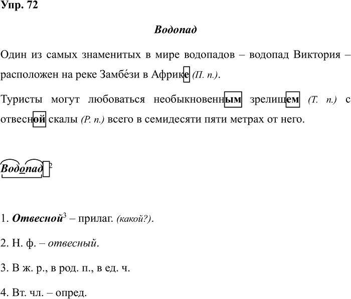 Иллюстрация к решению «Задание 72 ГДЗ Рабочая тетрадь Рамзаева 4 класс (Русский язык)», 1