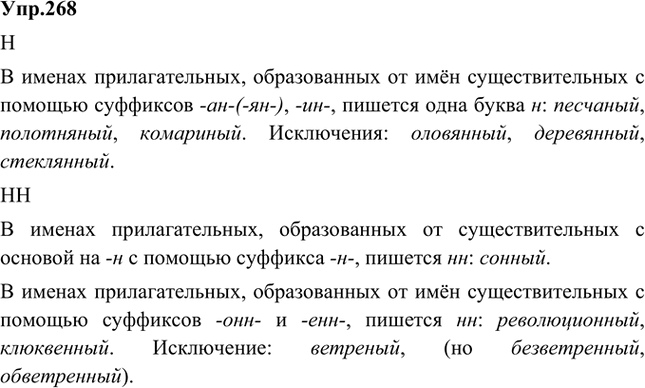 Иллюстрация к решению «Упр.268 Часть 2 ГДЗ Быстрова Кибирева 5 класс (Русский язык)», 1
