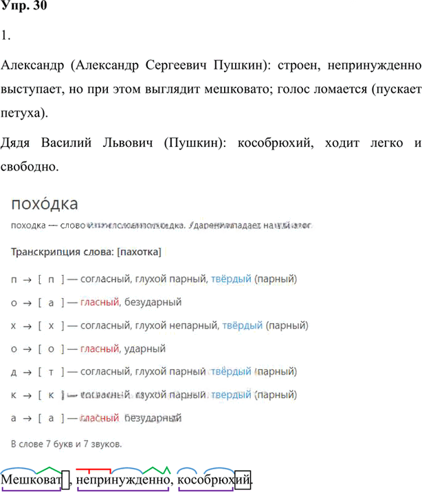 Иллюстрация к решению «Упр.30 Глава 5 ГДЗ Шмелев 7 класс (Русский язык)», 1