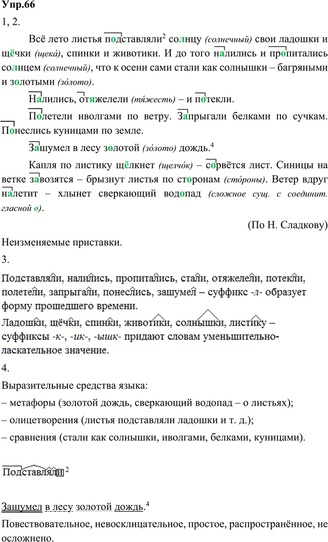 Иллюстрация к решению «Упр.66 Часть 2 ГДЗ Быстрова Кибирева 5 класс (Русский язык)», 1